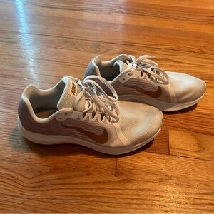 Nike Downshifter 8 White and Gold Athletic‎ Shoes-women’s 8.5